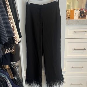 Wayf Black Feather Trim Wide Leg Pants
